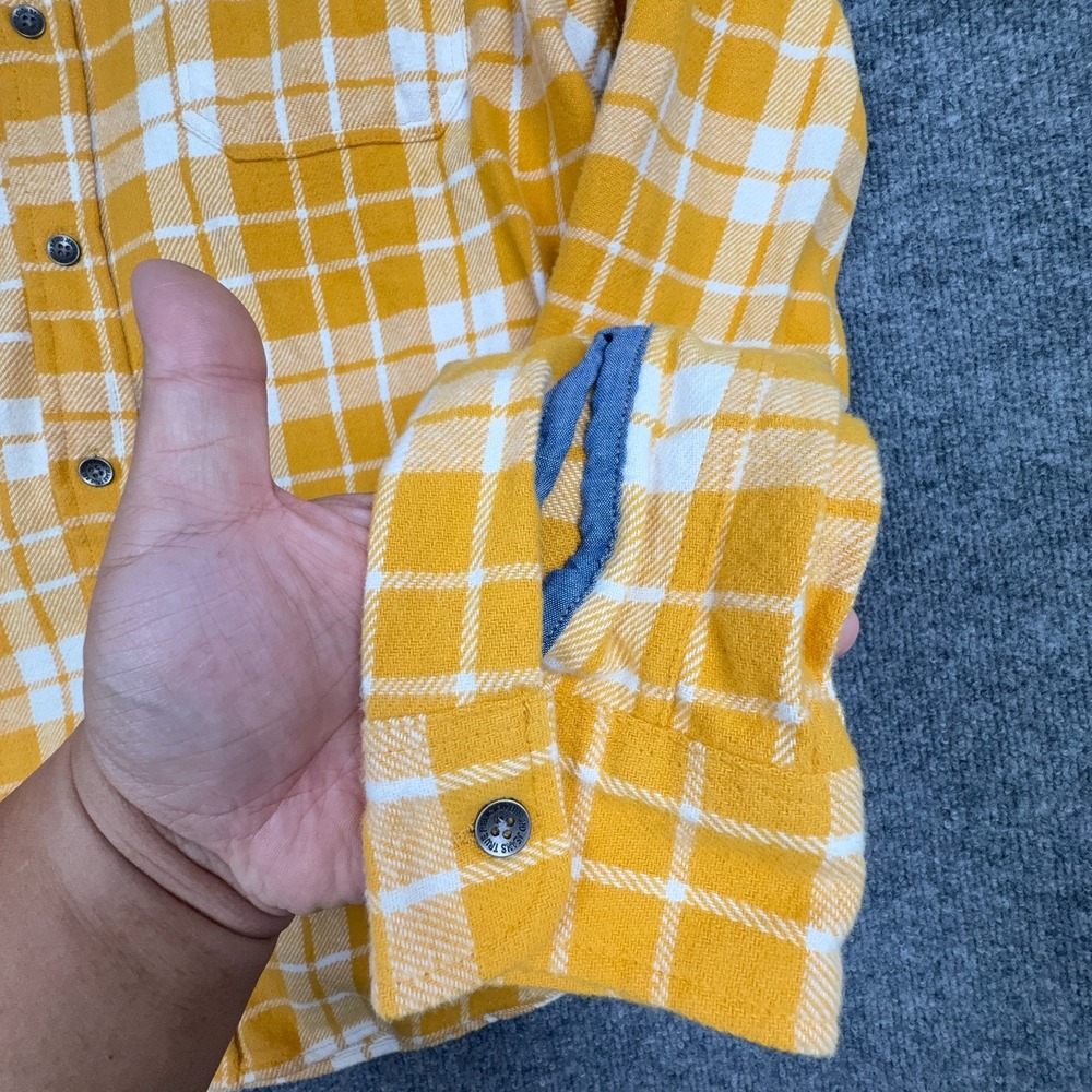 True Religion Plaid Flannel Shirt Men's XL Yellow Button Up Long Sleeve - Picture 6 of 14